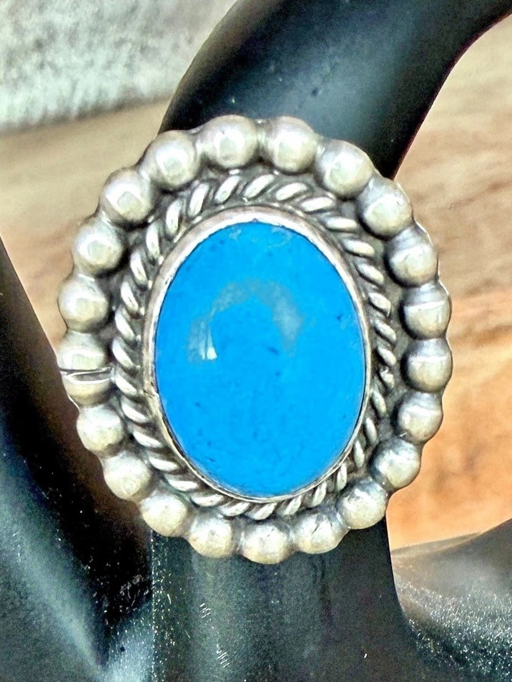 Blue Oval Stone Statement Ring